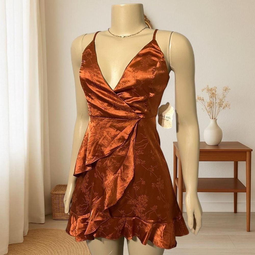 Altar'd State Satin Mini Dress in Copper